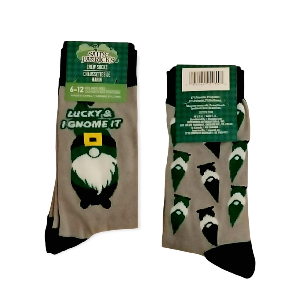 Lucky Irish Gnome crew socks